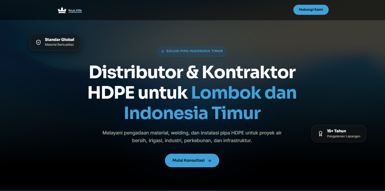 Website Raja Pipa Lombok — distributor pipa HDPE